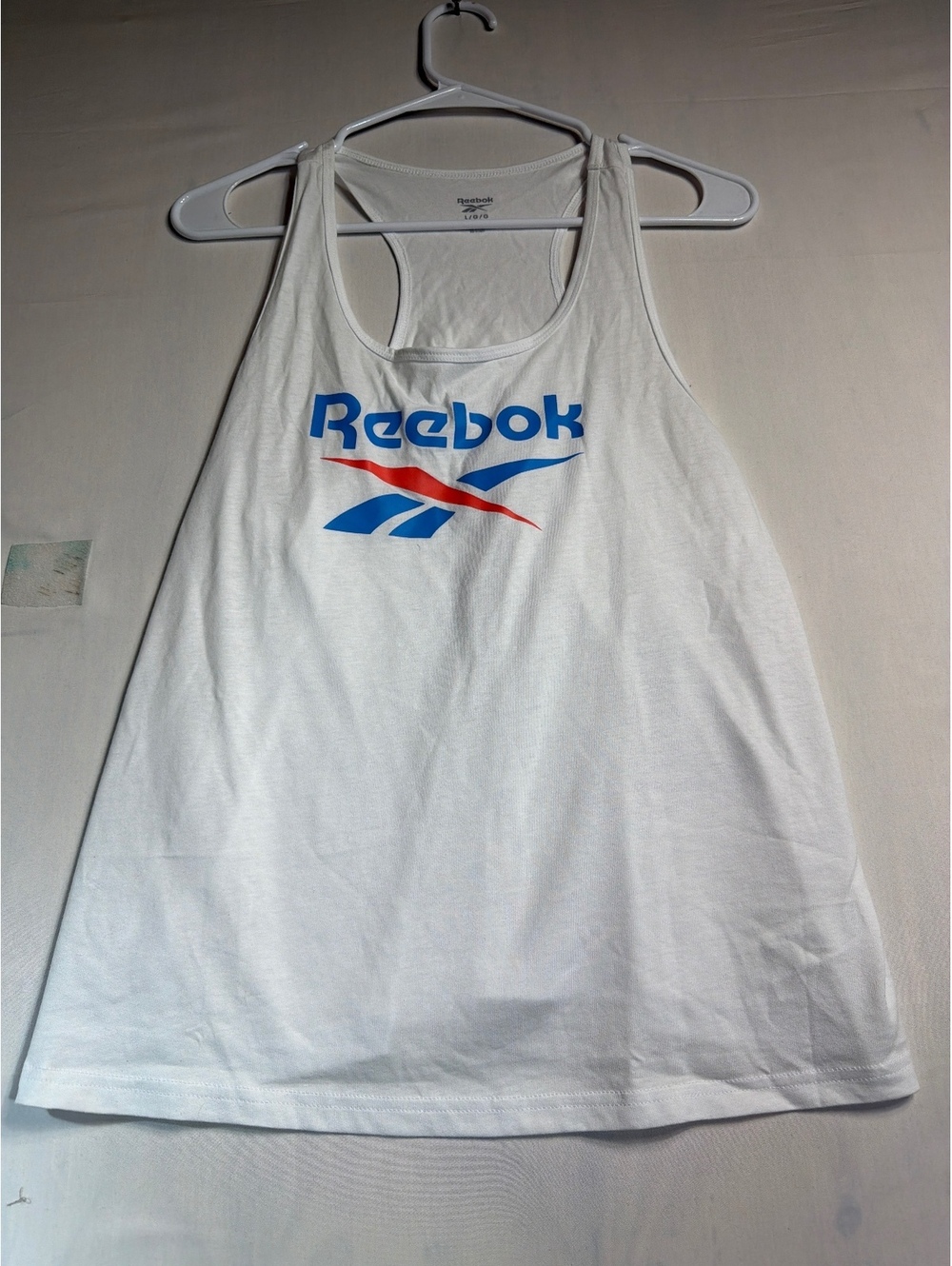 Reebok Identity Big Logo White Cotton Tank Top Size Large